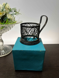 Подстаканник в фабричной коробке. Мстерский з-д ХИ "Ювелир". Скань, филигрань. Винтаж. Картинка 1